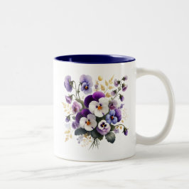 Stiefmütterchen-Blumen-Tasse, Elegante Blumen-Kaff Zweifarbige Tasse