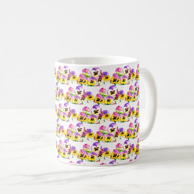 Stiefmütterchen Blumengarten Vintag gestrichen Kaffeetasse (VorderseiteRechts)