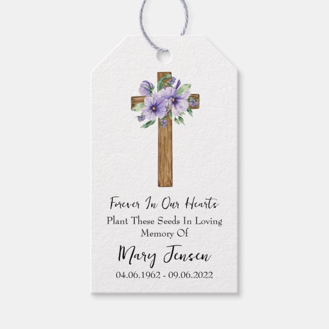 Stiefmütterchen-Cross-Gedenk-Funeral-Samenpackung Geschenkanhänger (Vorderseite)