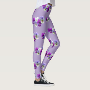 Stiefmütterchen Fünf Blume Muster Lila Legierung Leggings