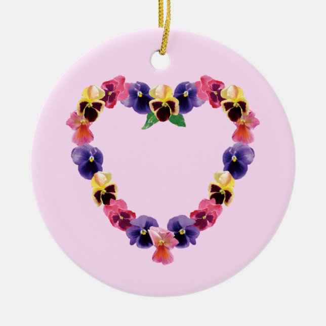 Stiefmütterchen Herz Keramik Ornament (Vorne)