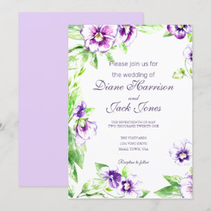 Stiefmütterchen Hochzeit in Wasserfarbe Einladung