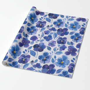 Stiefmütterchen im Aquarellstil Lila Blauer Blumen Geschenkpapier