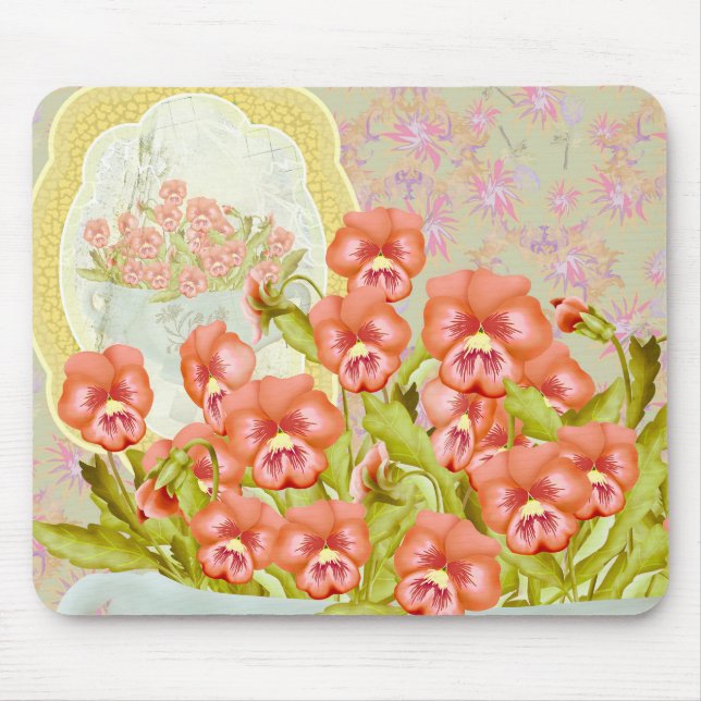 Stiefmütterchen in einer Schüssel Mousepad (Vorne)