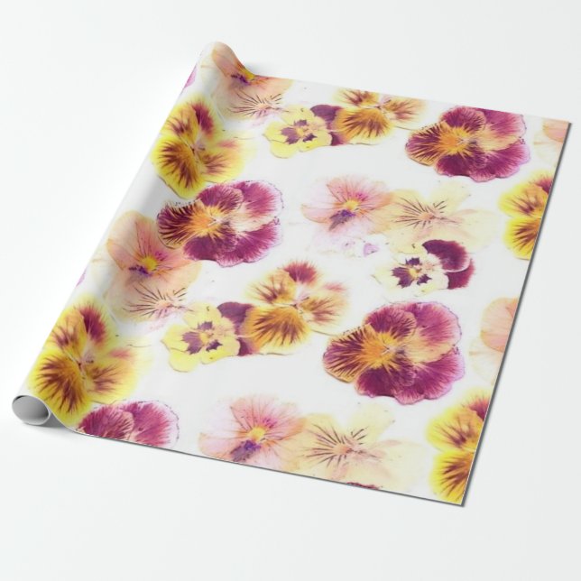 Stiefmütterchen in Lila Geschenkpapier (Ungerollt)