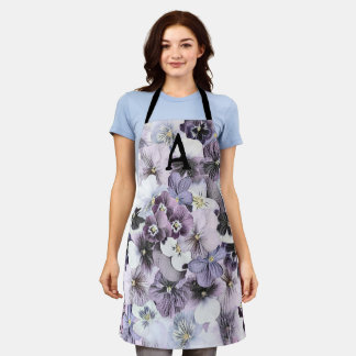 Stiefmütterchen in Lila, Rosa und Weiß - Vintage-Z Schürze