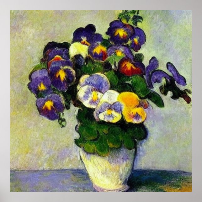 Stiefmütterchen in Vase Poster (Vorne)
