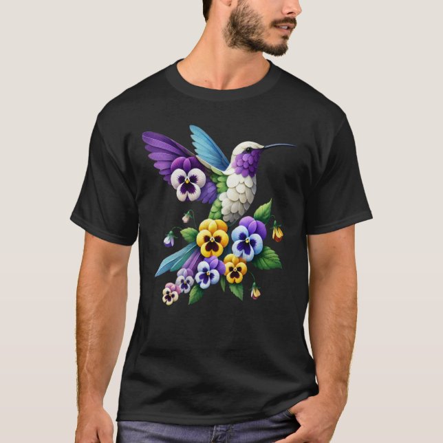 Stiefmütterchen Kolibri Stiefmütterchen-Blume Gart T-Shirt (Vorderseite)