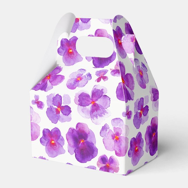 Stiefmütterchen lila Aquarellkunst Geschenkboxen Geschenkschachtel (Vorderseite)