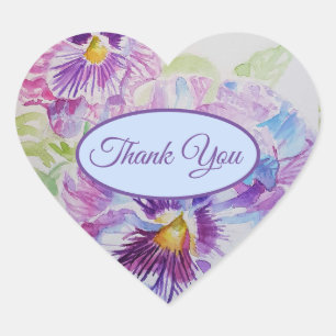 Stiefmütterchen Lila Blume floral Danke Muster Herz-Aufkleber
