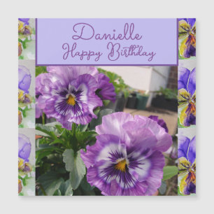 Stiefmütterchen Lila Blume floral Mädchen Name Geb Magnetkarte