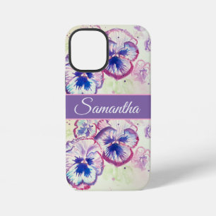 Stiefmütterchen Lila Flieder Aquarell Blumen Telef iPhone 12 Mini Hülle
