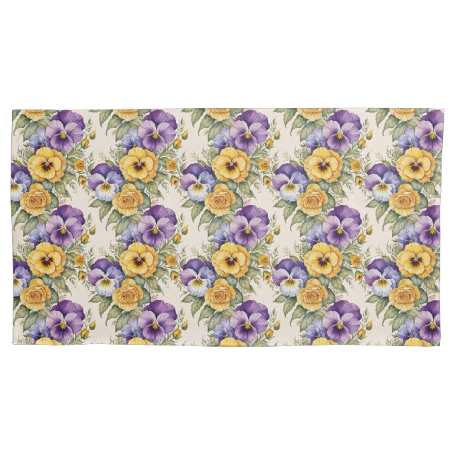 Stiefmütterchen Moderne Vintage Blumen Kissenbezug (Vorderseite)