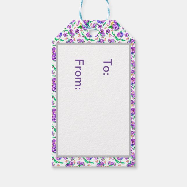 Stiefmütterchen Muster Geschenkanhänger (Vorderseite)