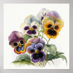 Stiefmütterchen Pansy Blume Art Print Poster