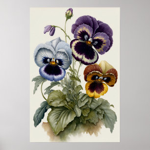 Stiefmütterchen Pansy Blume Art Print Poster
