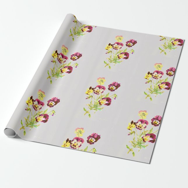 STIEFMÜTTERCHEN RETRO ILLUSTRATION Wrapping Paper Geschenkpapier (Ungerollt)