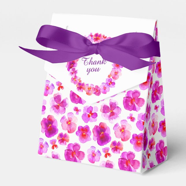 Stiefmütterchen rosa Aquarellkunst Danke Geschenkb Geschenkschachtel (Vorderseite)