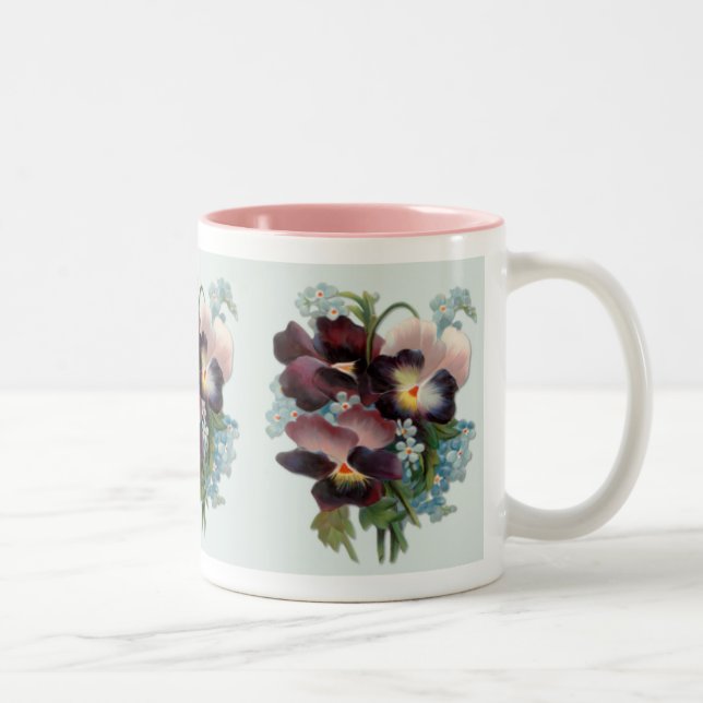 Stiefmütterchen-Sträußchen Zweifarbige Tasse (Rechts)