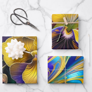 Stiefmütterchen und abstrakt geschenkpapier set