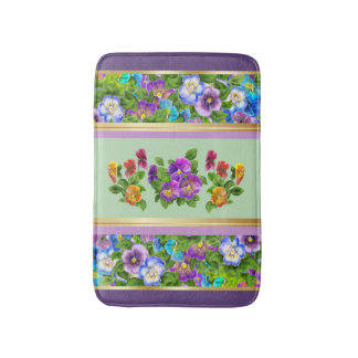 Stiefmütterchen-Veilchen-Blumen-Aquarell-Blumen-Co Badematte