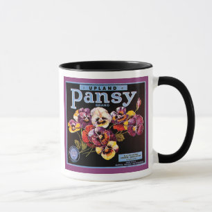 Stiefmütterchen Vintage Kistenetikett Tasse