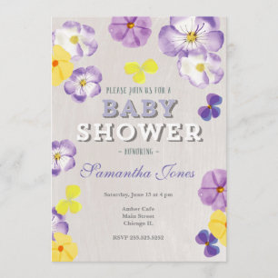 Stiefmütterchen violas Baby Dusche Einladung