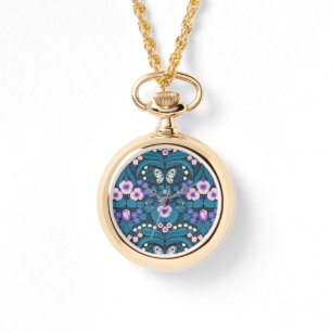 Stiefmütterchen, Vögel und Schmetterlinge Armbanduhr