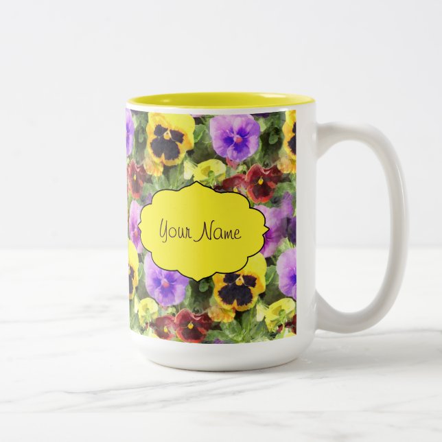 StiefmütterchenWatercolor Zweifarbige Tasse (Rechts)