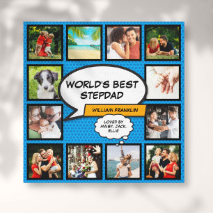 Stiefvater, Stiefpapa 12 Foto Blau Comic Buch Leinwanddruck