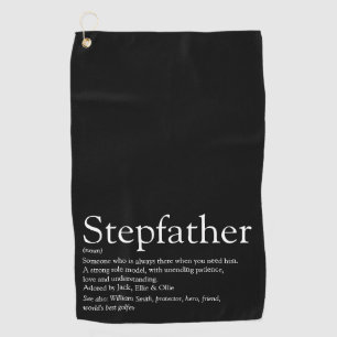 Stiefvater, Stiefpapa Definition Schwarz und Weiß Golfhandtuch