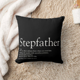 Stiefvater, Stiefpapa Definition Schwarz und Weiß Kissen