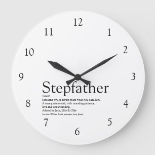 Stiefvater Stiefpapa Zitat Schwarz und Weiß Große Wanduhr