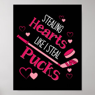 Stiehlende Herzen Pucks Hockey Eisbahn Valentinsta Poster