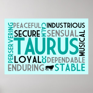 Stier-Astrologie-Wort-Collagen-Druck Poster