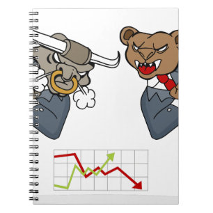 Stier-Bärn-Kampf-Börse-Cartoon Notizblock