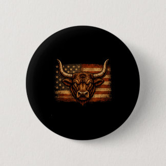 Stier bedrängte amerikanische Flagge Western Count Button