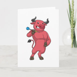 Stier beim Dartspiel mit Dart Karte