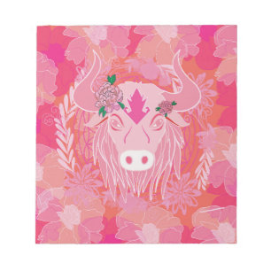 Stier,Blume des Lebens, blau, Mandala,Zen,Chakra Notizblock