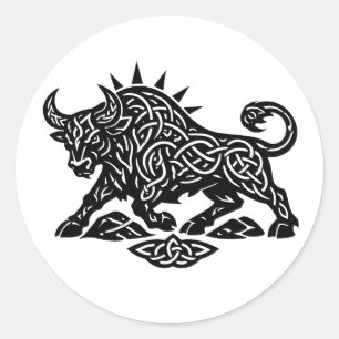 Stier Bull Sigil — Erdgebundene Zodiac-Tintearbeit Runder Aufkleber