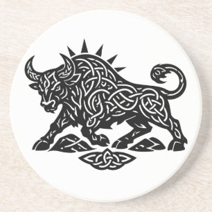 Stier Bull Sigil — Erdgebundene Zodiak-Tintearbeit Getränkeuntersetzer