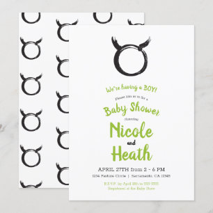 Stier Bulle Zodiac Frühling Astrologie Baby Shower Einladung