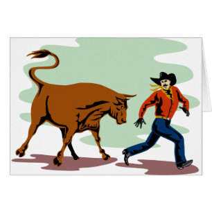 Stier, der Rodeocowboy jagt