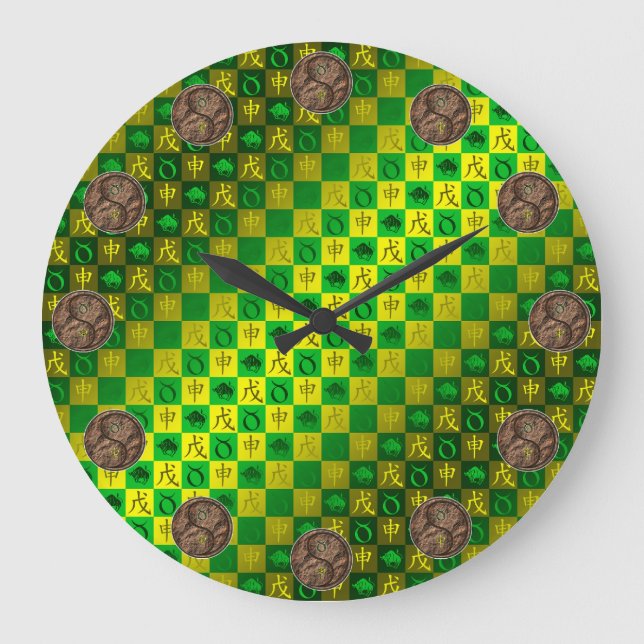 Stier & Erde Affe Große Wanduhr (Vorderseite)