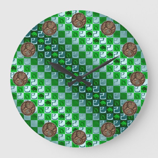Stier & Erde Schlange Große Wanduhr (Vorderseite)