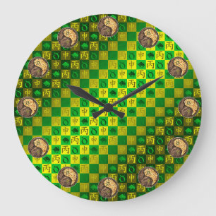 Stier & Feuer-Affe Große Wanduhr