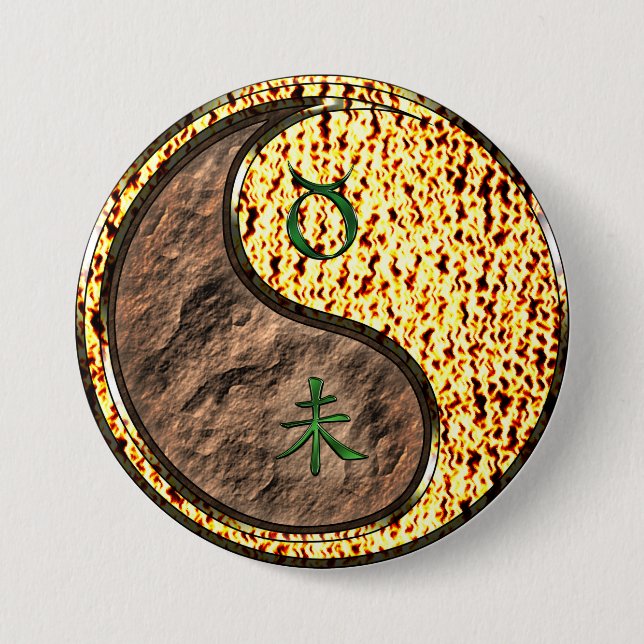 Stier & Feuer Ziege Button (Vorderseite)