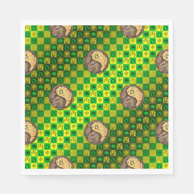 Stier & Feueraffe Serviette (Vorderseite)