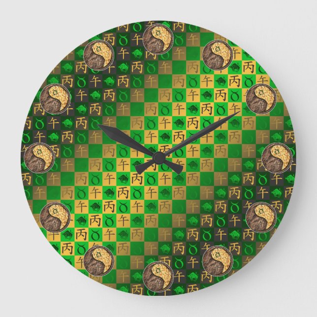 Stier & Feuerpferd Große Wanduhr (Vorderseite)