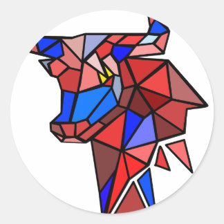 Stier-Geometrie-Aufkleber – Geometrischer Stier Runder Aufkleber